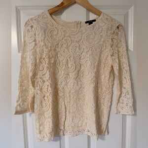 Cream Lace Floral Blouse